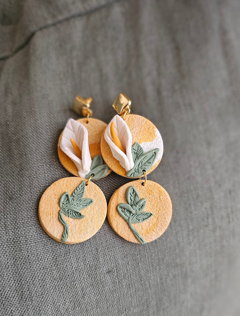 White Lily on Mustard Stud
