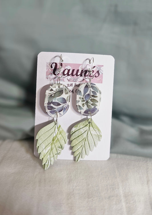 Silver transfer leaf on leaf dangles