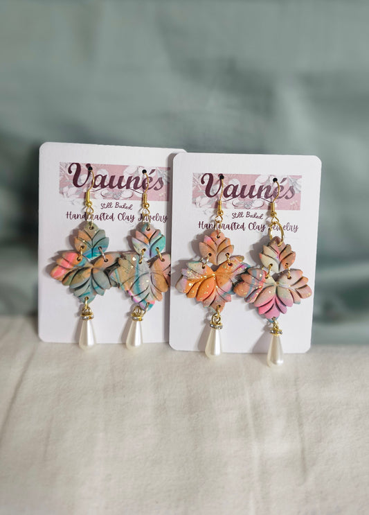 Marbled mixed colour & long pearl