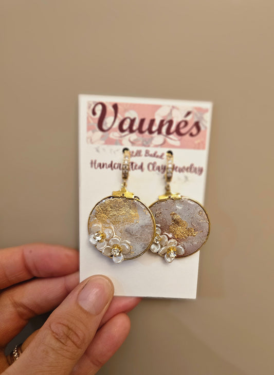 Marbled gold rimmed huggies