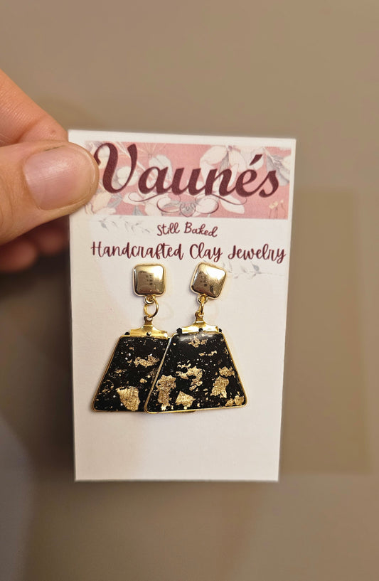 Geometric golden black studs