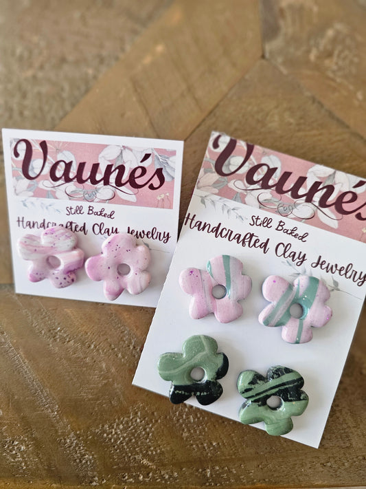 Marbled Floral Studs