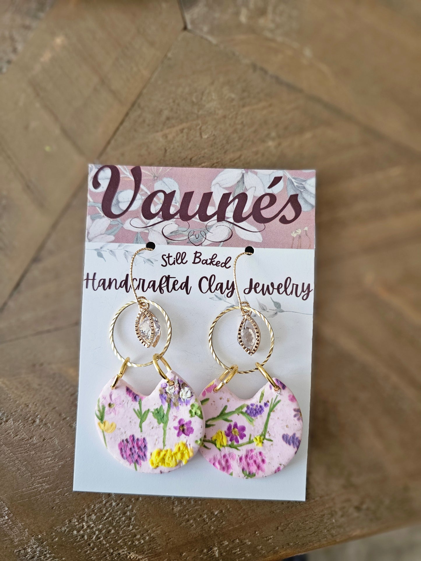 Handpainted floral pink hook dangles